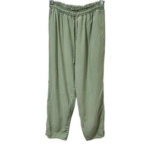 Bella Dahl Smocked Waist Wide Leg Tencel Pants M Sage Green